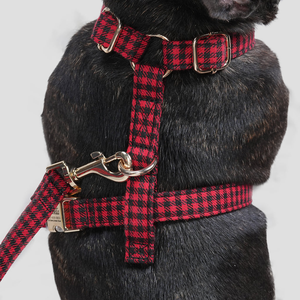 100% Cotton Adjustable No Pull Dog Harness Shepherd Red dog wearing the harness back