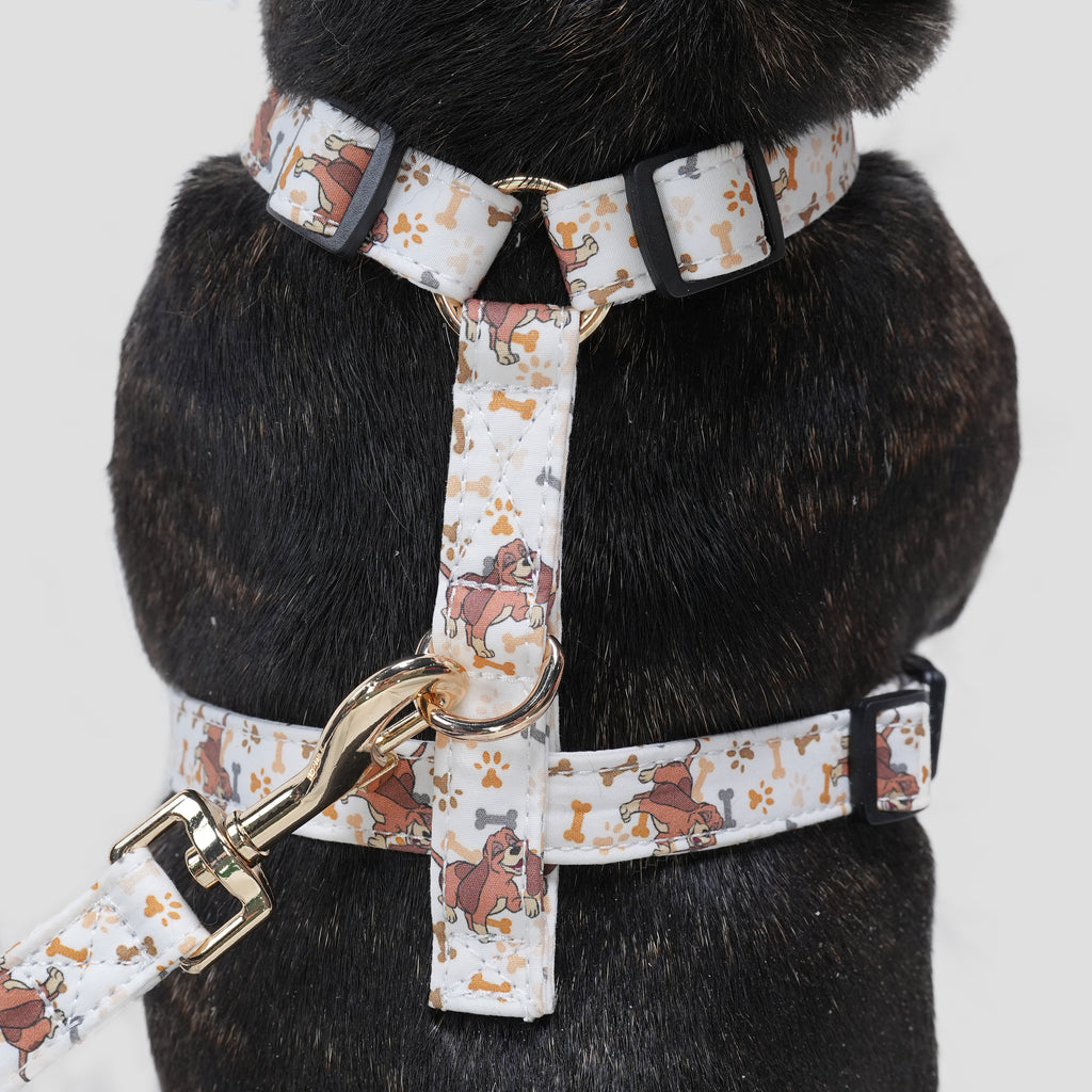 100% Cotton Adjustable No Pull Dog Harness Disney Fox and the Hound dog wears the harness back