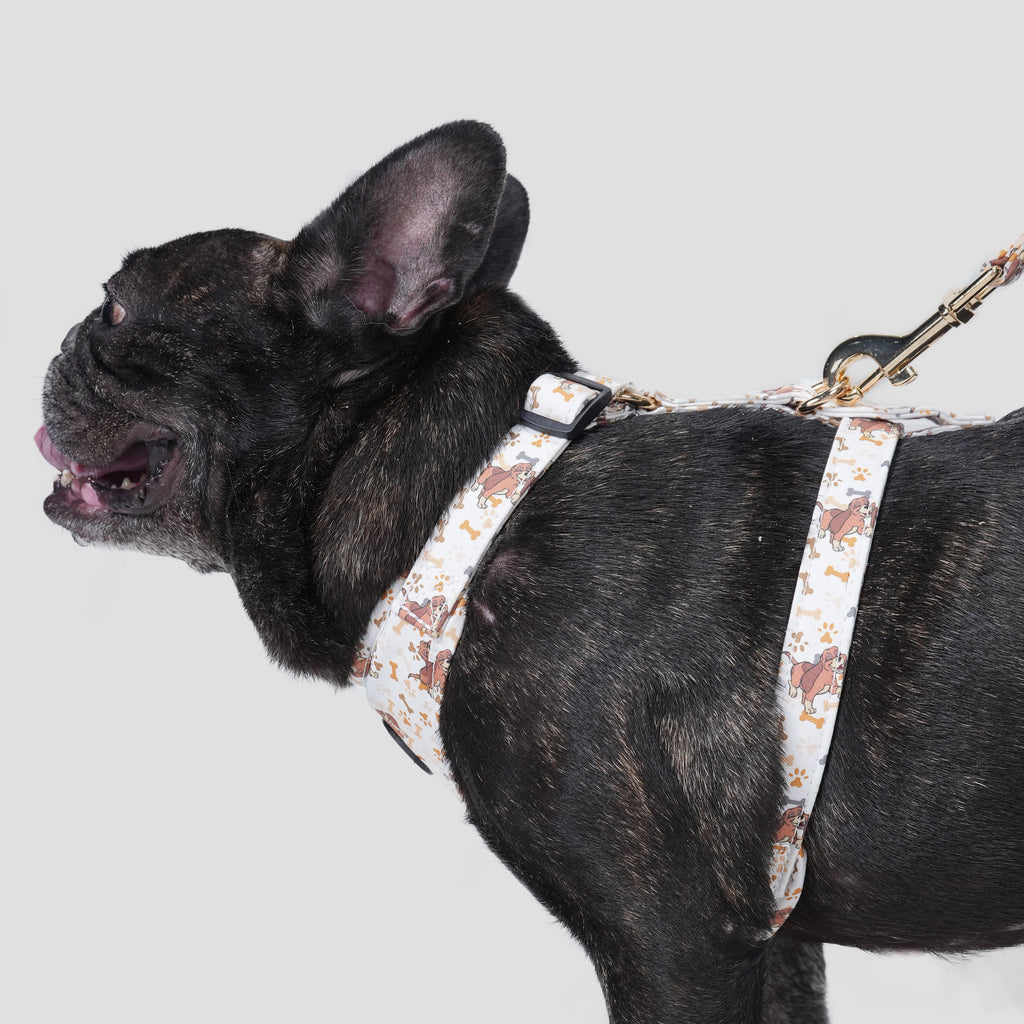 100% Cotton Adjustable No Pull Dog Harness Disney Fox and the Hound dog wears the harness side