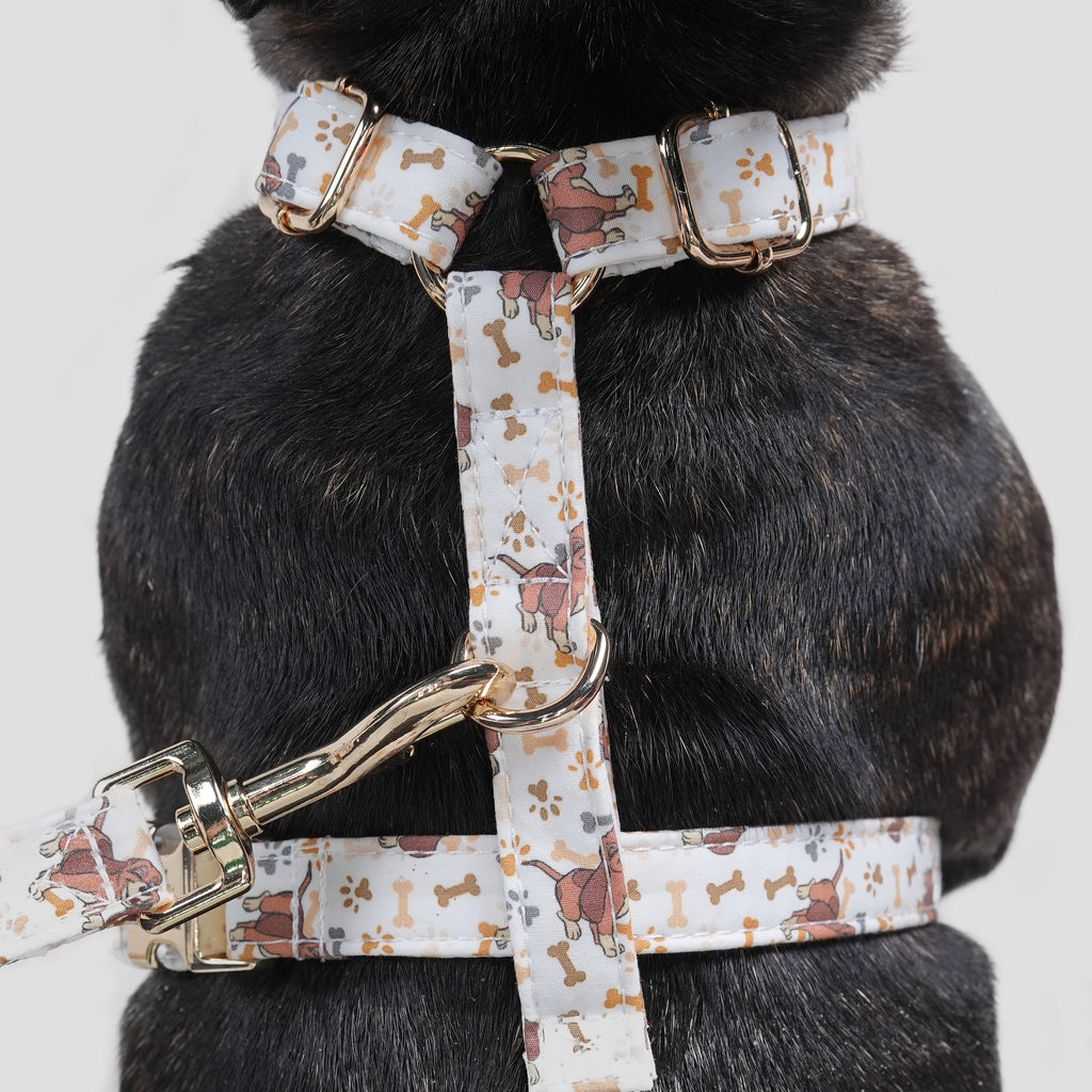100% Cotton Adjustable No Pull Dog Harness Disney Fox and the Hound dog wears the harness back