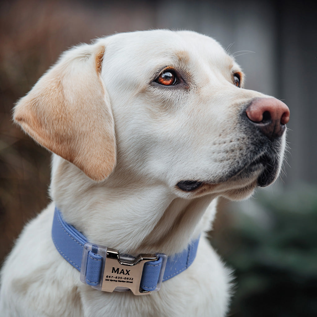 100% Cotton Personalized Dog Collar Engraved Brass  Arwin Evenstar LOTR  dog wears a collar with silver metal buckle
