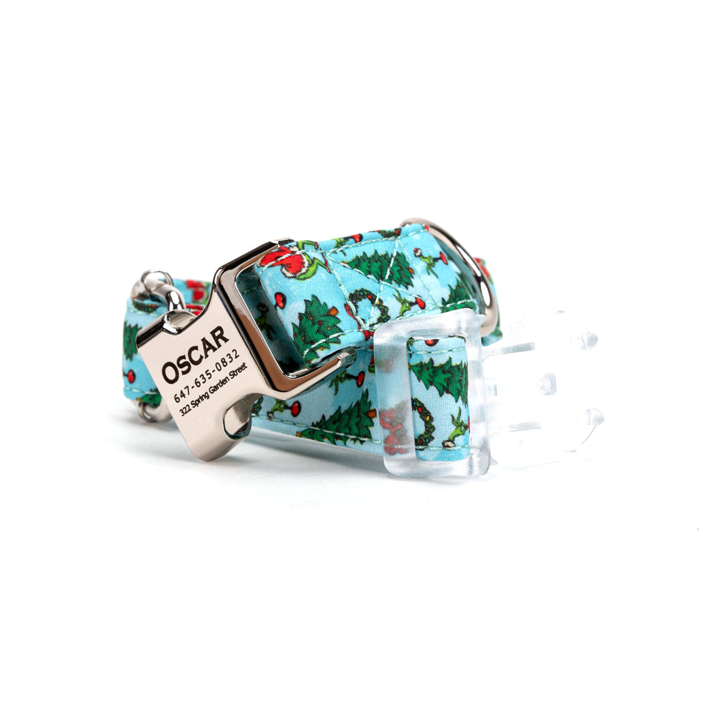 Grinch Dog Collar Personalized Engraved Collar unfastened