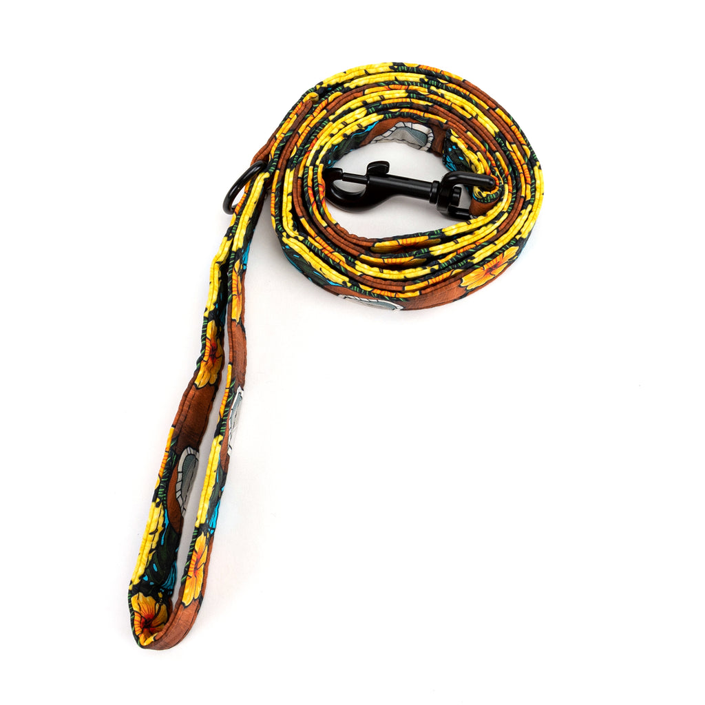100% Cotton Adjustable Dog Leash Black Coconuts rolled