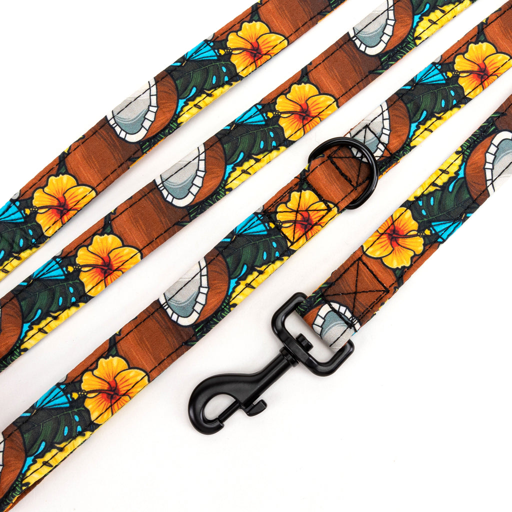 100% Cotton Adjustable Dog Leash Black Coconuts detail