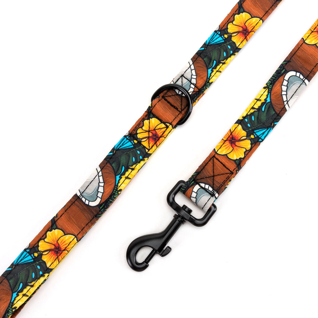 100% Cotton Adjustable Dog Leash Black Coconuts hardware