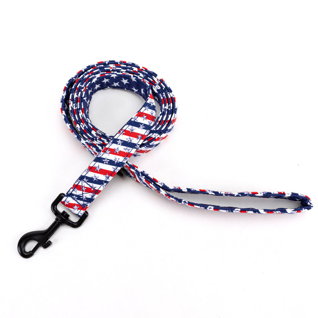 100% Cotton Adjustable Dog Leash Black Stars and Stripes main