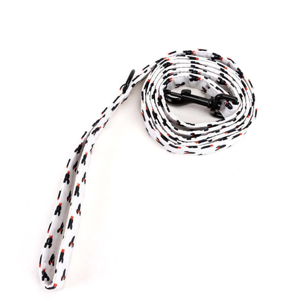 100% Cotton Adjustable Dog Leash Black Minnie rolled