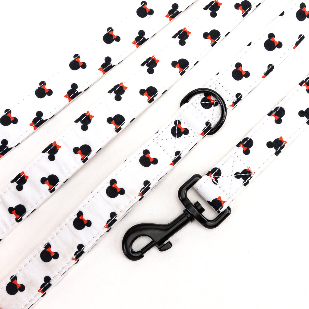 100% Cotton Adjustable Dog Leash Black Minnie detail
