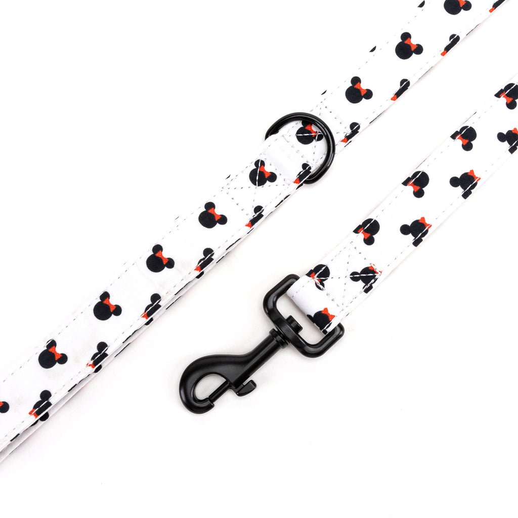 100% Cotton Adjustable Dog Leash Black Minnie hardware