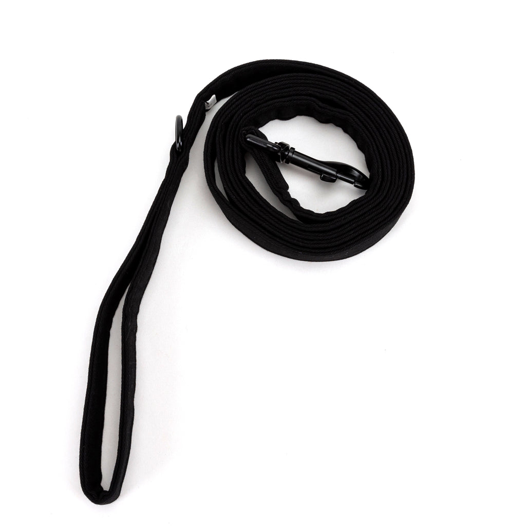100% Cotton Adjustable Dog Leash Black rolled
