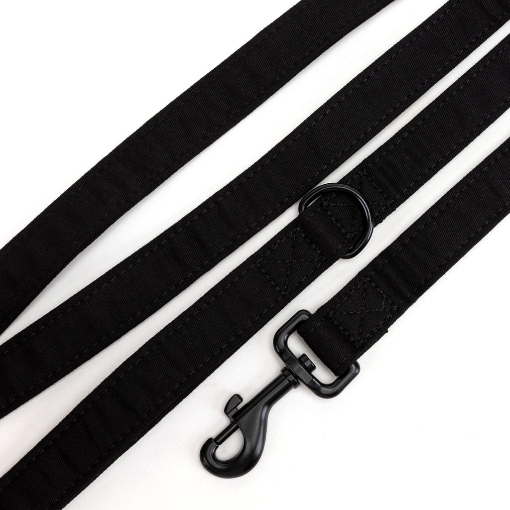 100% Cotton Adjustable Dog Leash Black detail