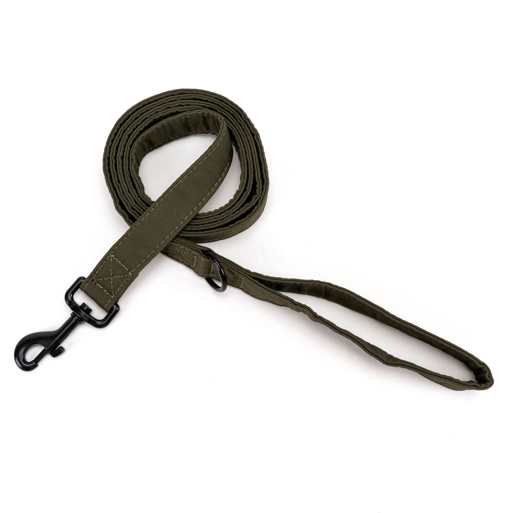100% Cotton Adjustable Dog Leash Black Military Green main