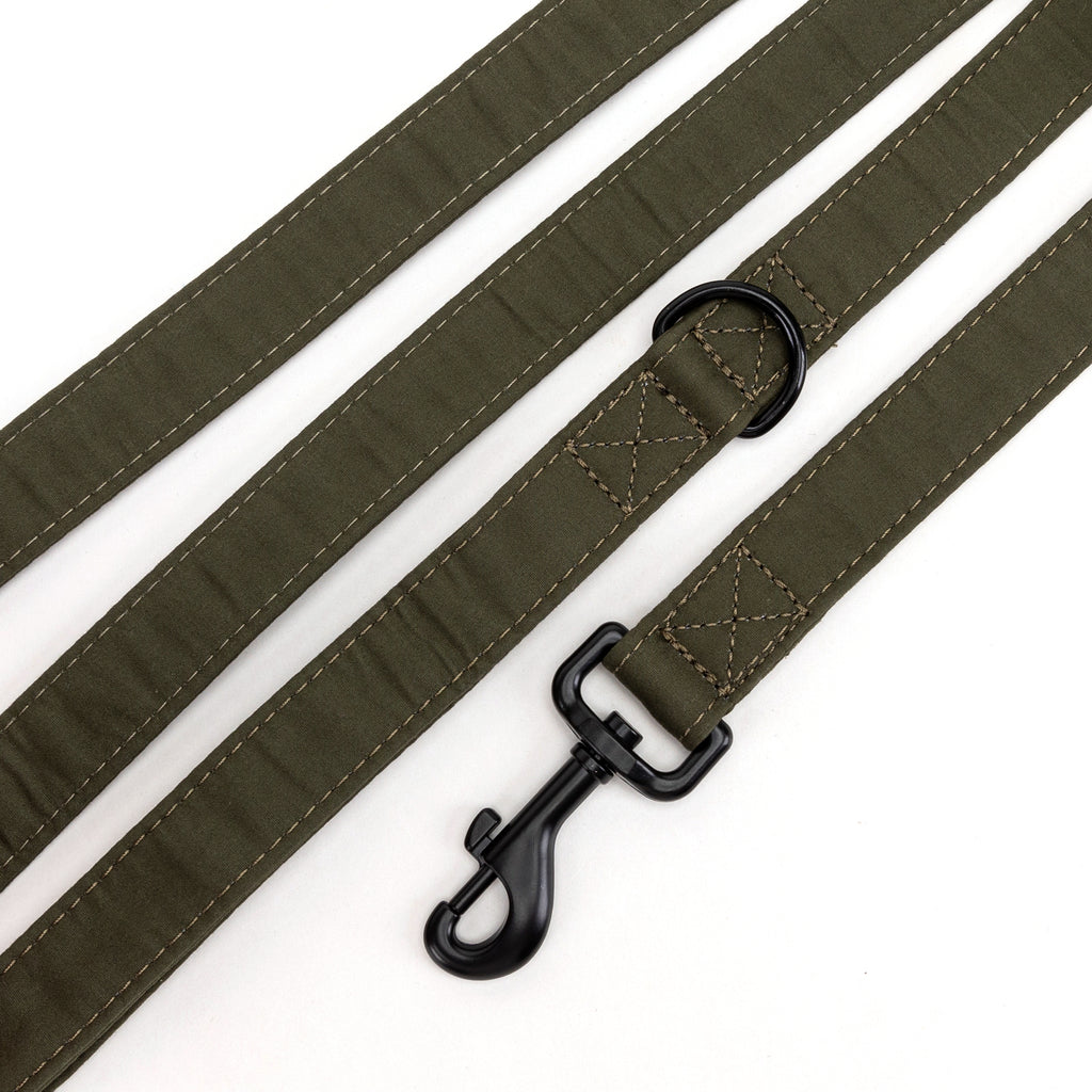 100% Cotton Adjustable Dog Leash Black Military Green detail