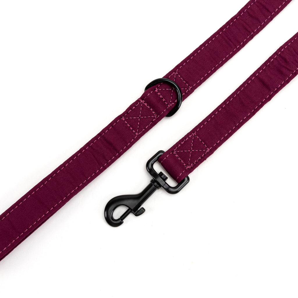 100% Cotton Adjustable Dog Leash Black Wine hardware