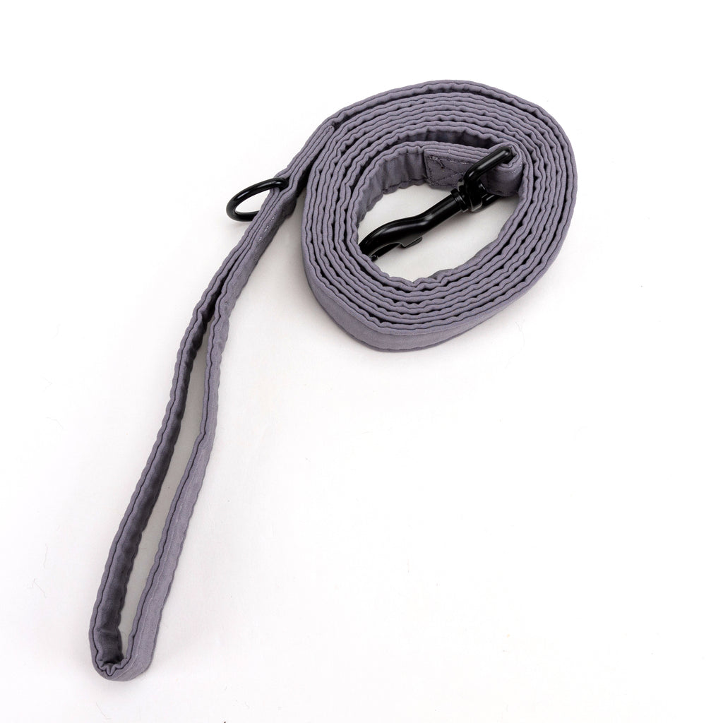 100% Cotton Adjustable Dog Leash Black Light Grey rolled
