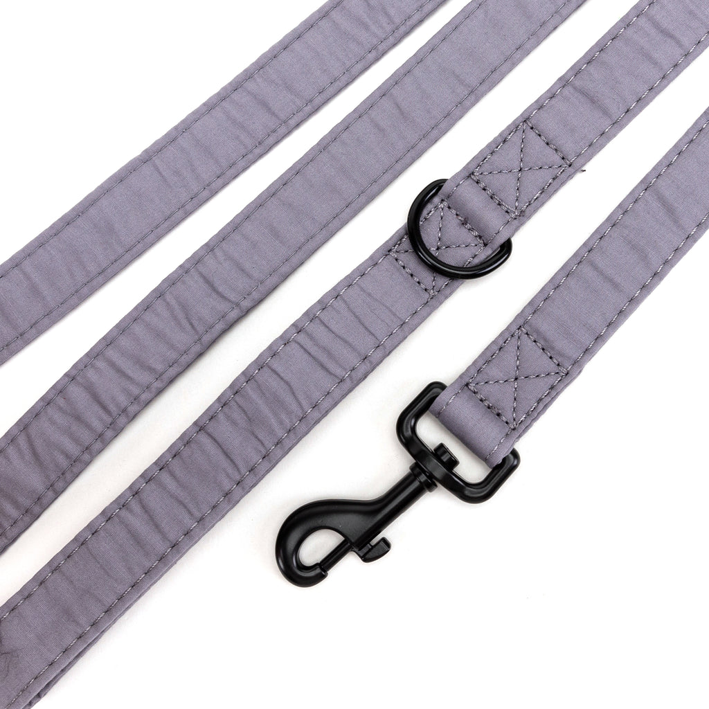 100% Cotton Adjustable Dog Leash Black Light Grey detail