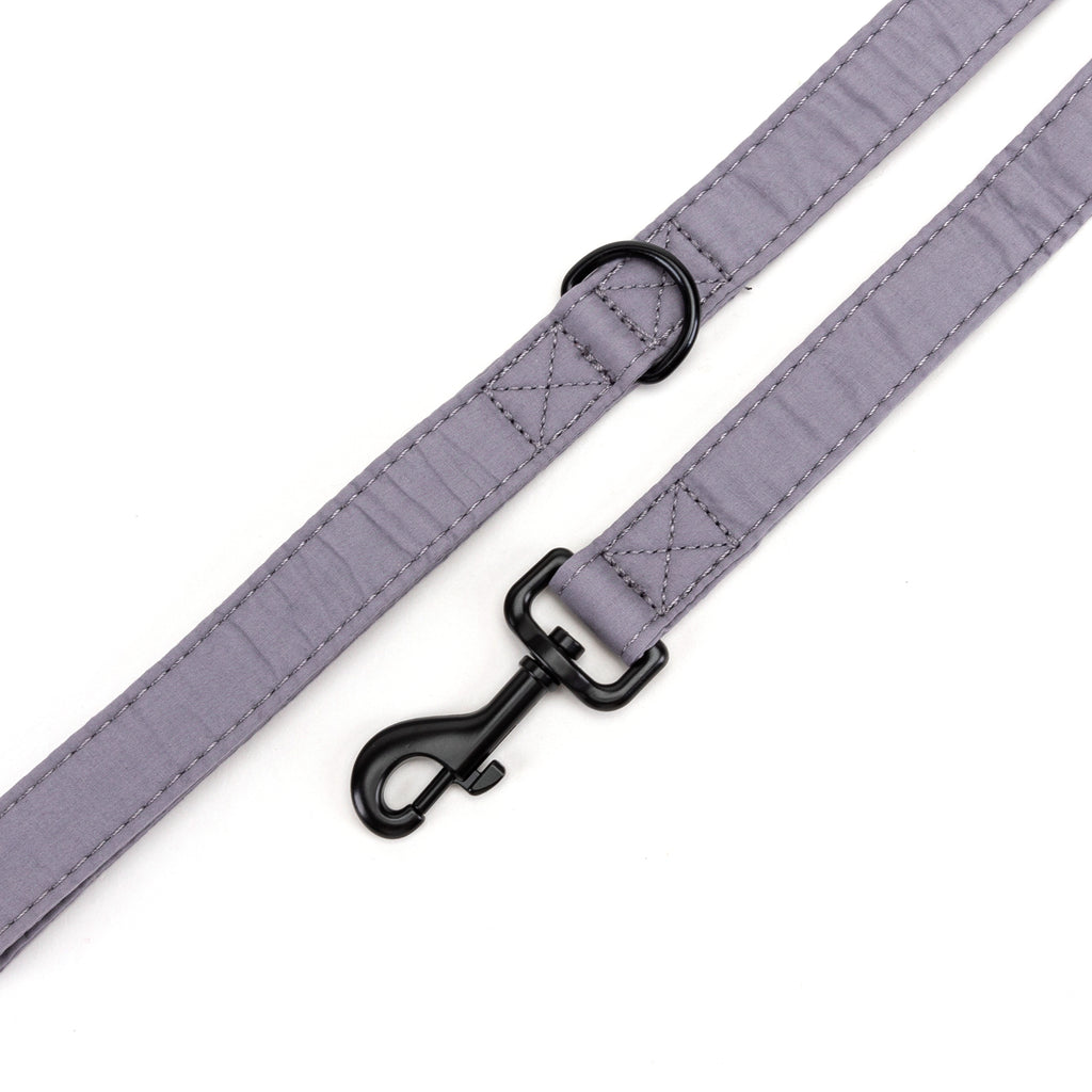 100% Cotton Adjustable Dog Leash Black Light Grey hardware