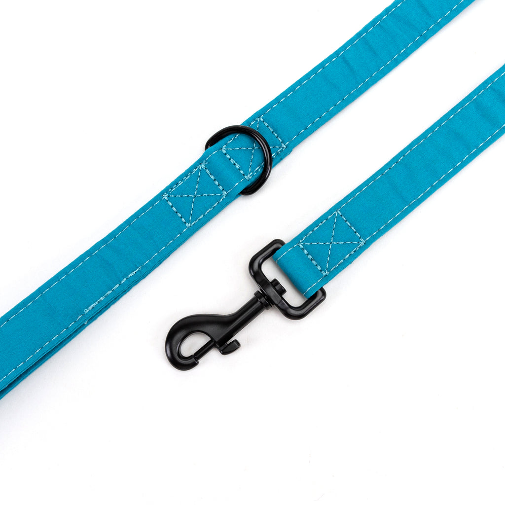 100% Cotton Adjustable Dog Leash Peacock Blue hardware
