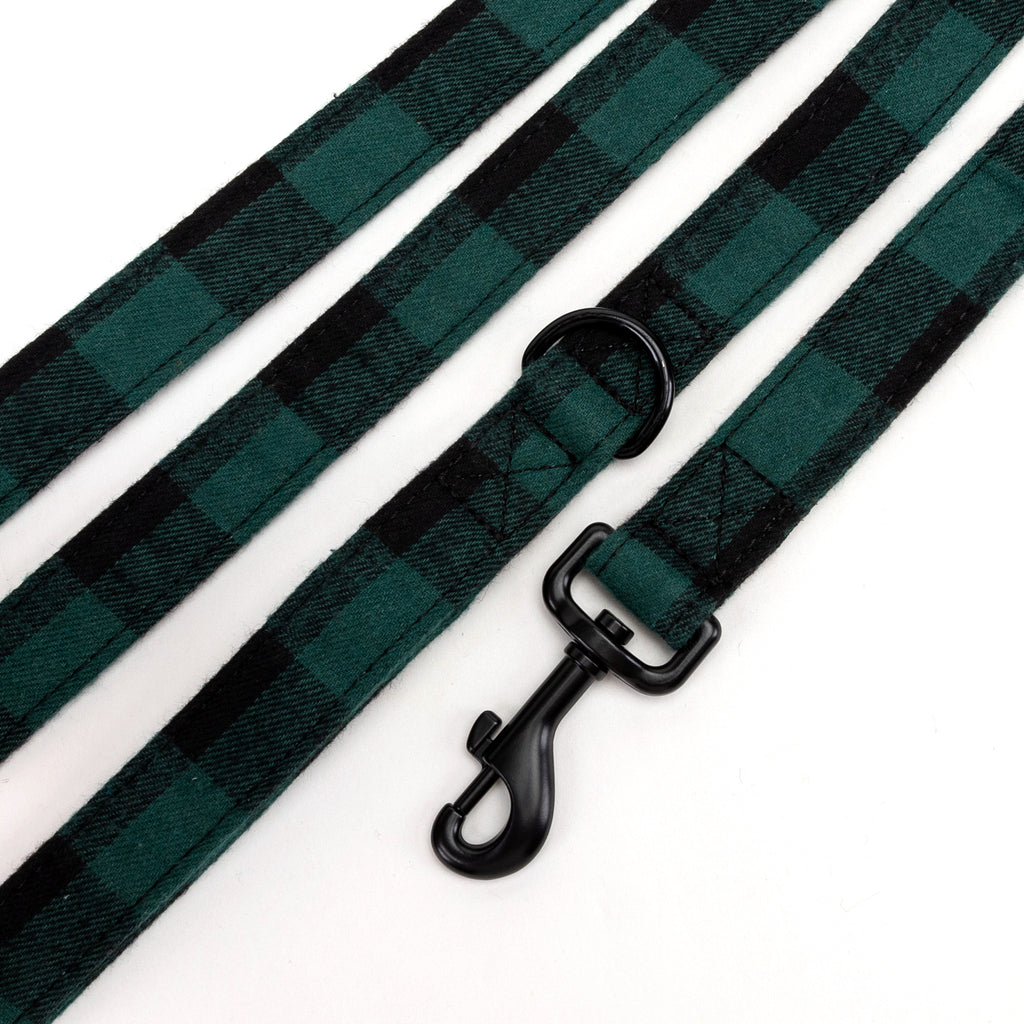 100% Cotton Adjustable Dog Leash Plaid Green detail