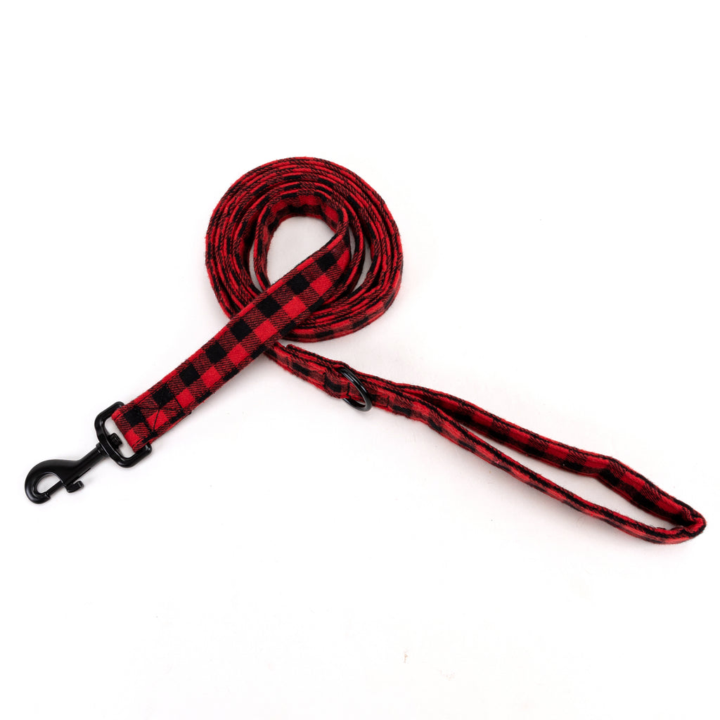 100% Cotton Adjustable Dog Leash Buffalo Plaid Red main