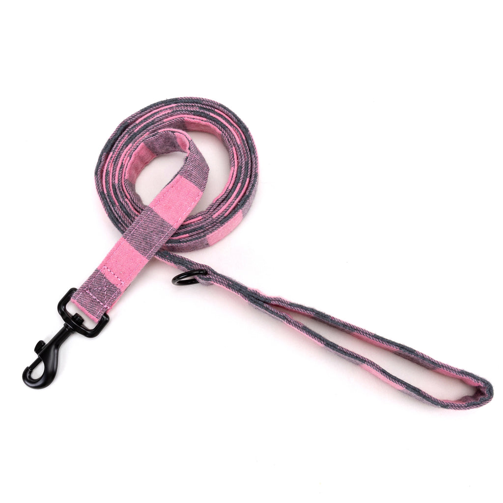 100% Cotton Adjustable Dog Leash Plaid Pink main