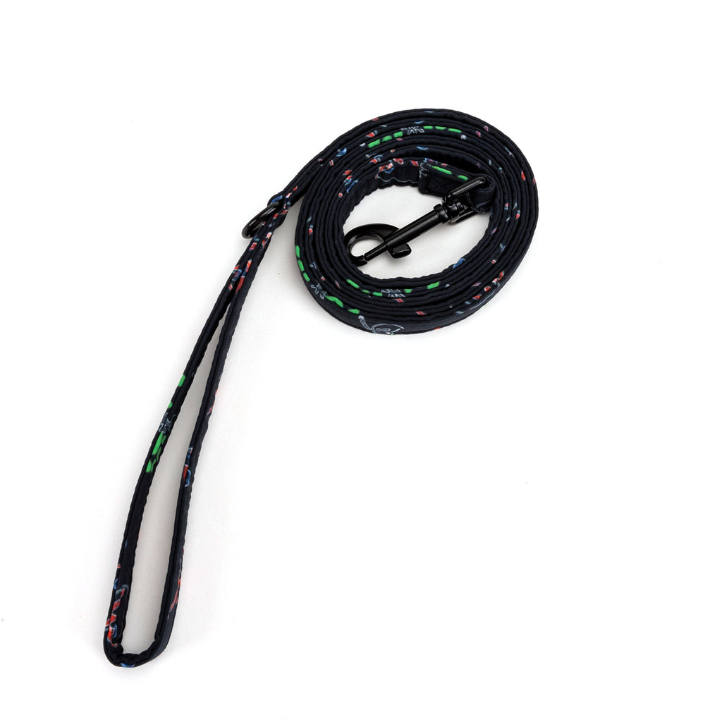 100% Cotton Adjustable Dog Leash Black Miraculous Ladybug and Cat Noir rolled