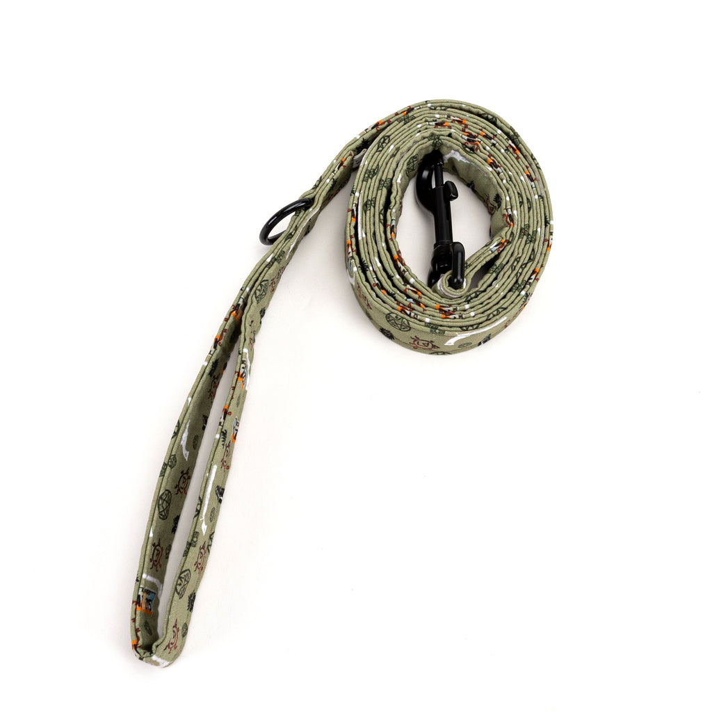 100% Cotton Adjustable Dog Leash Black Supernatural rolled