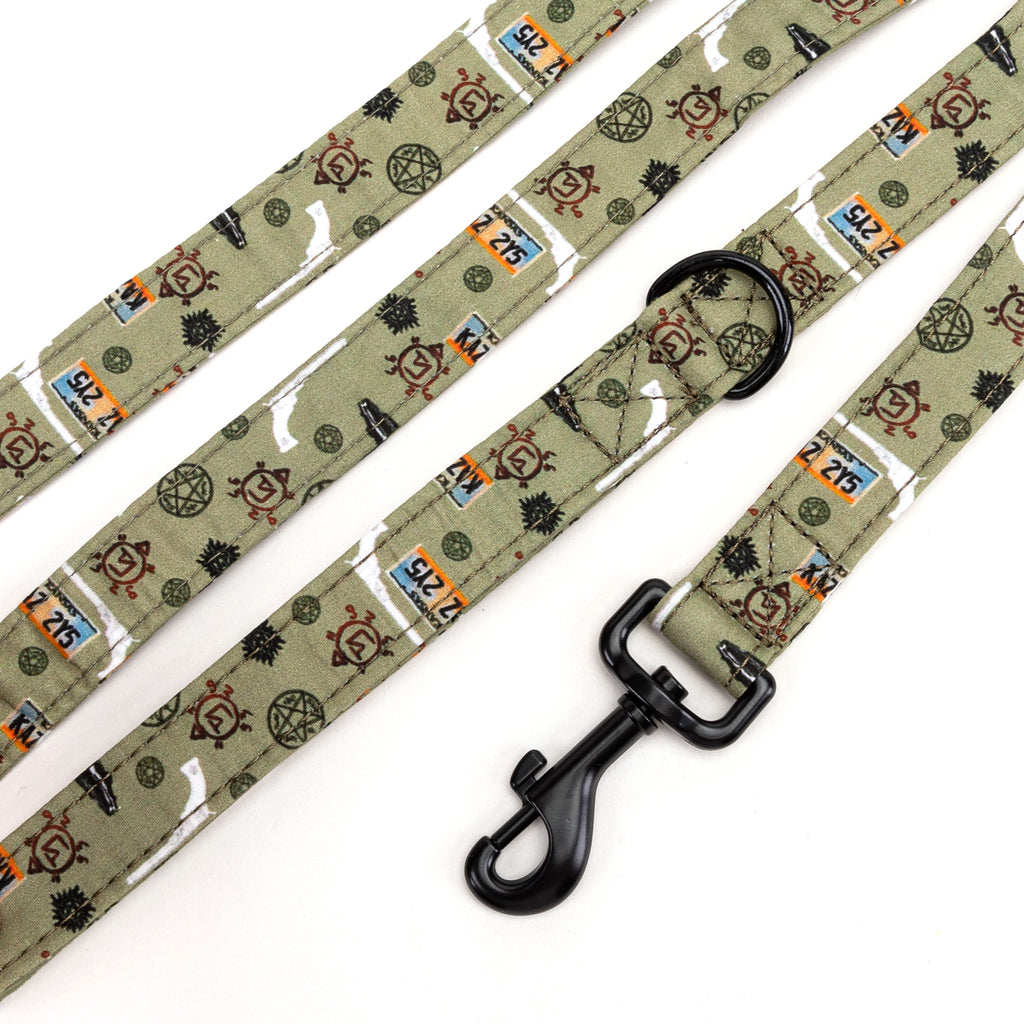 100% Cotton Adjustable Dog Leash Black Supernatural detail