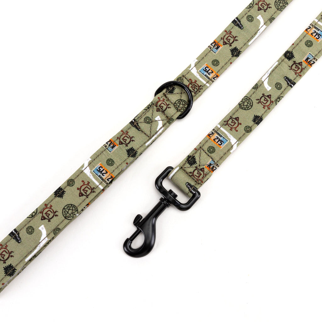 100% Cotton Adjustable Dog Leash Black Supernatural hardware
