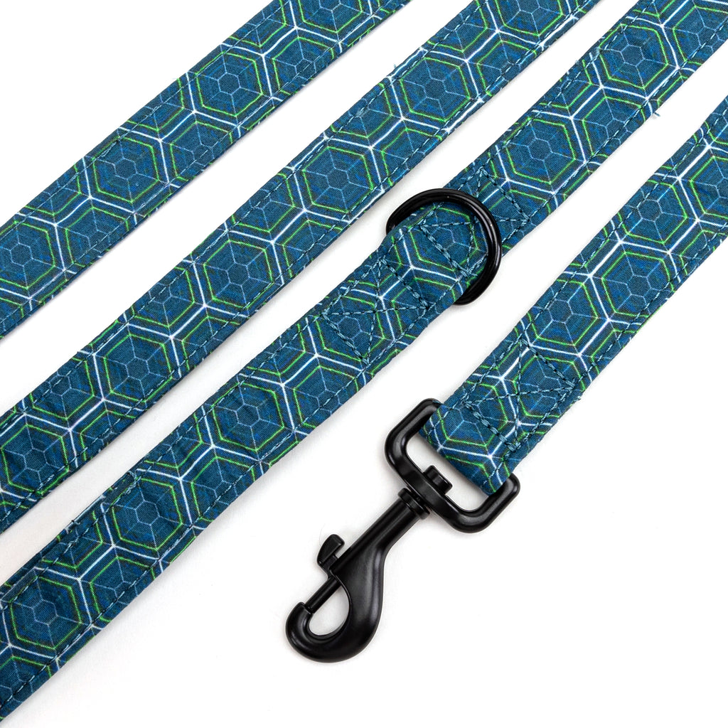 100% Cotton Adjustable Dog Leash Black Honeycomb detail
