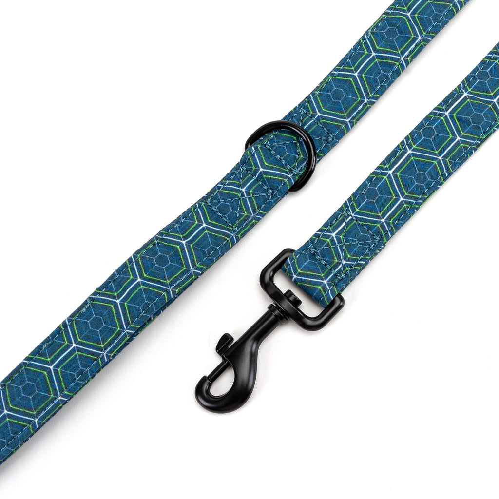100% Cotton Adjustable Dog Leash Black Honeycomb hardware