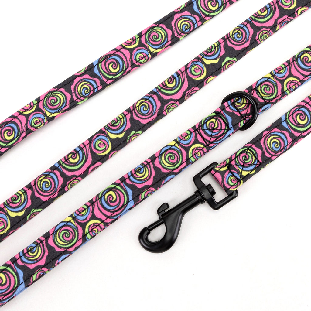 100% Cotton Adjustable Dog Leash Roses detail