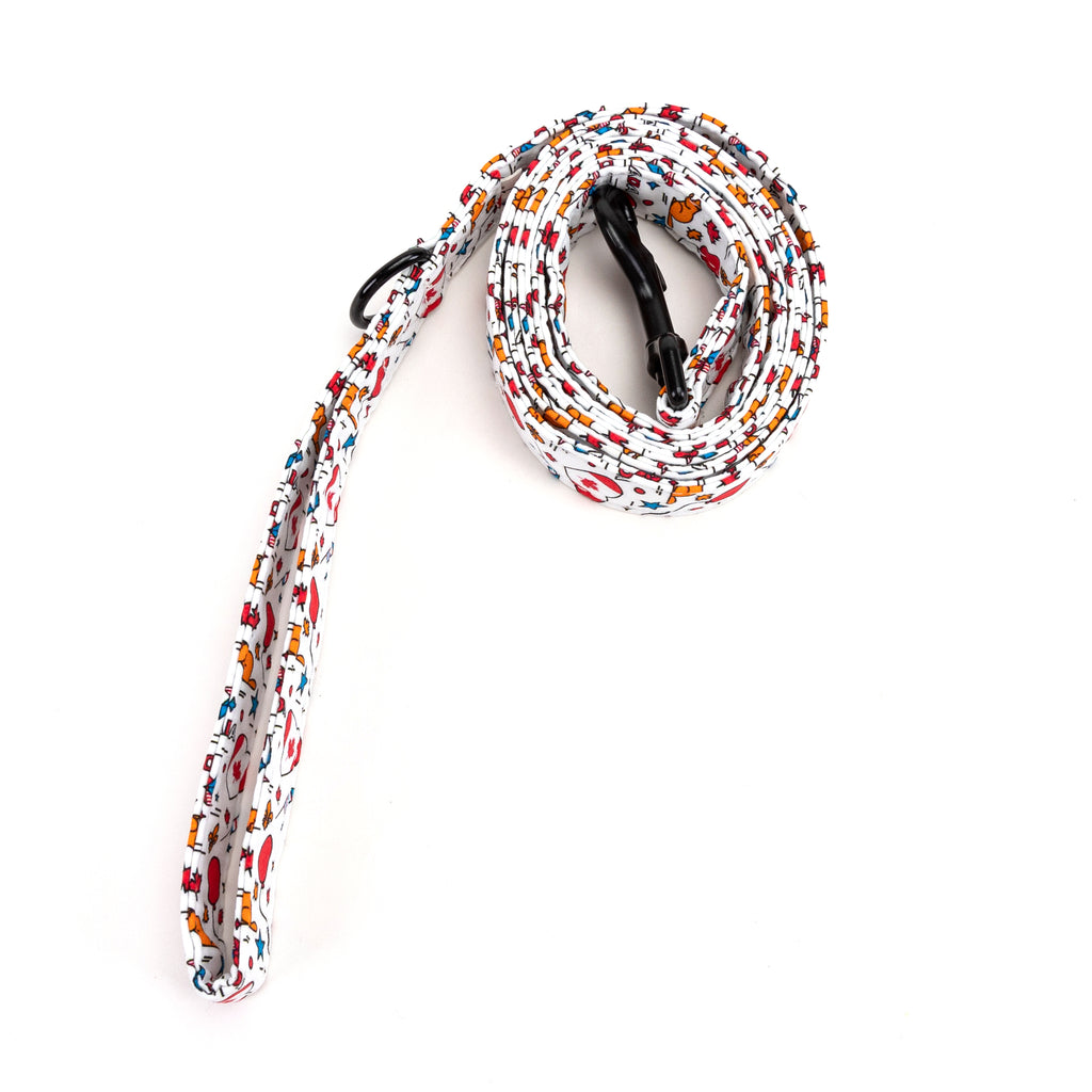 100% Cotton Adjustable Dog Leash Black Love Canada rolled