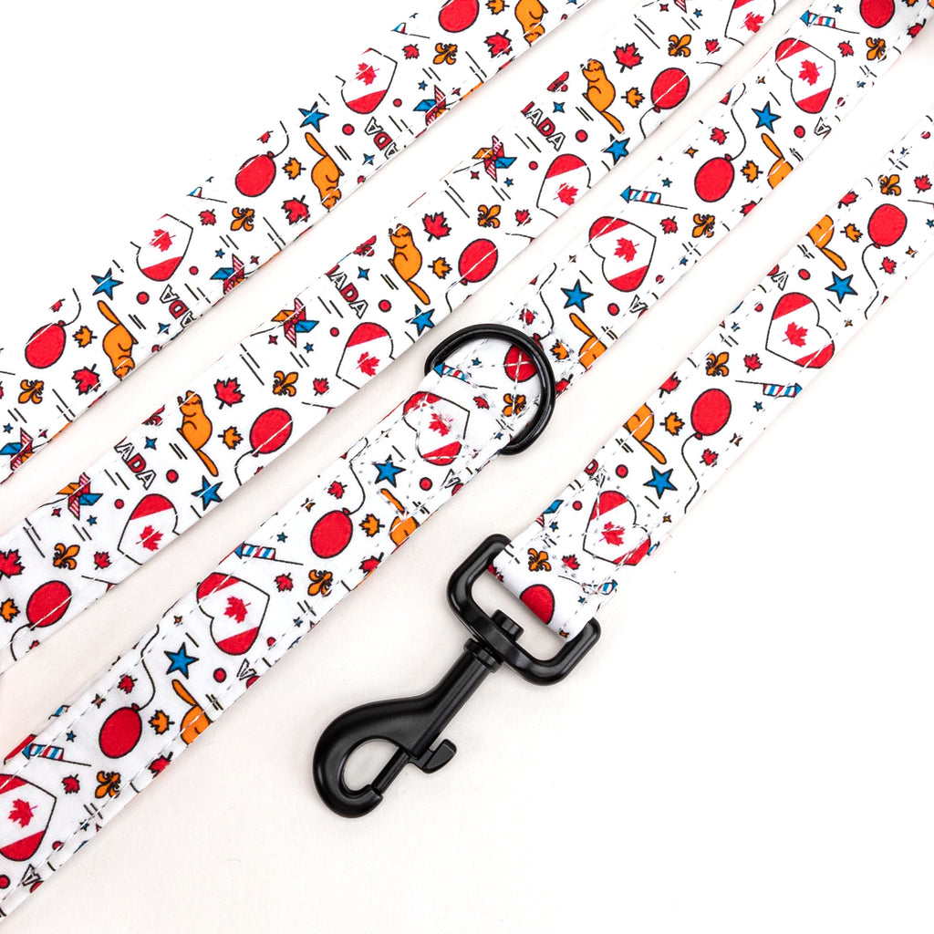 100% Cotton Adjustable Dog Leash Black Love Canada detail