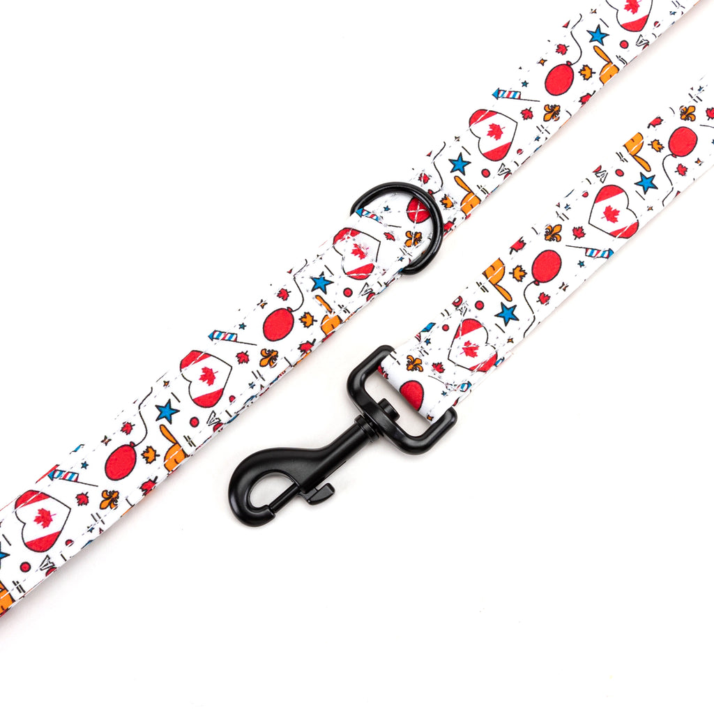 100% Cotton Adjustable Dog Leash Black Love Canada hardware
