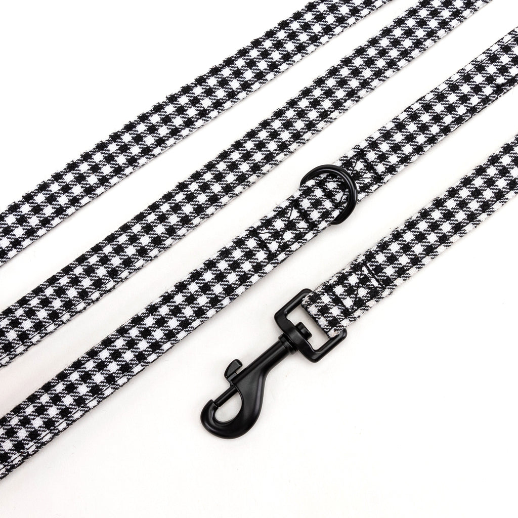 100% Cotton Adjustable Dog Leash Shepherd Black White detail