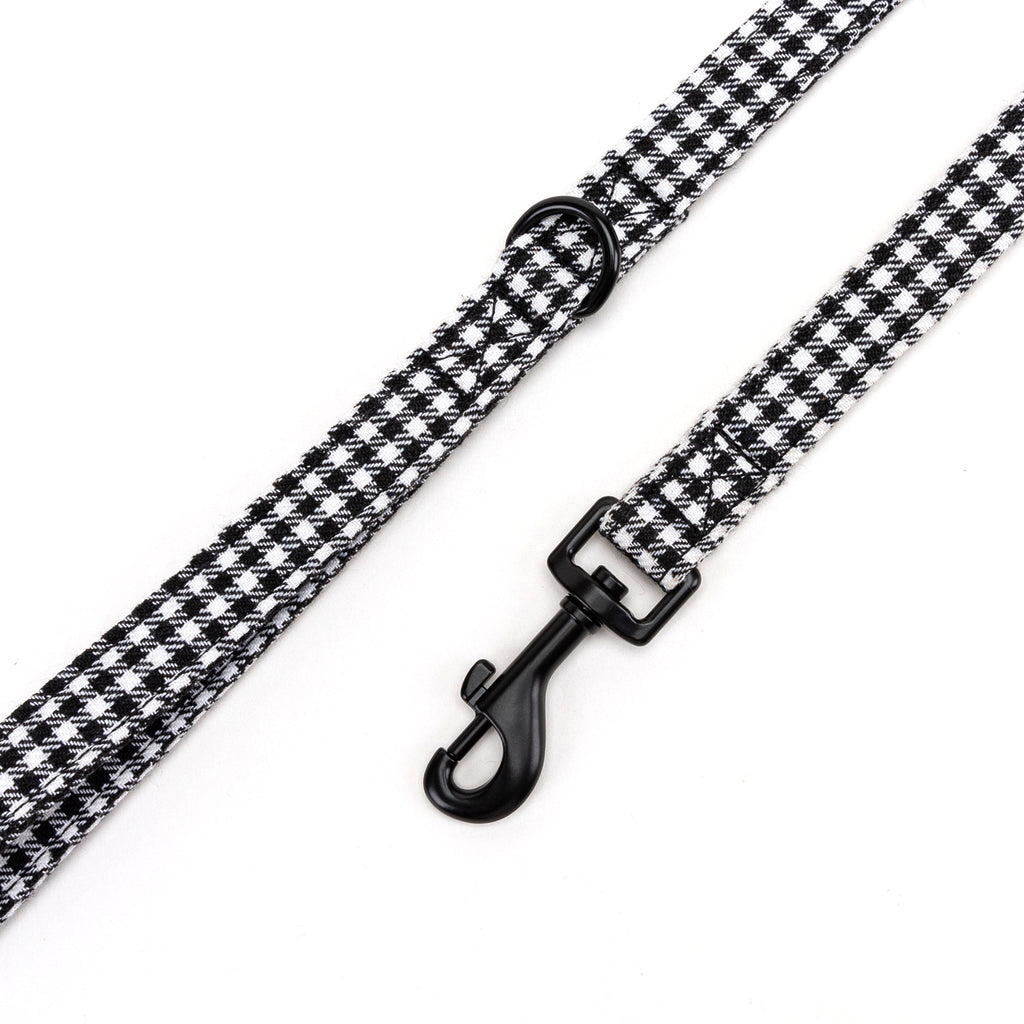 100% Cotton Adjustable Dog Leash Shepherd Black White hardware