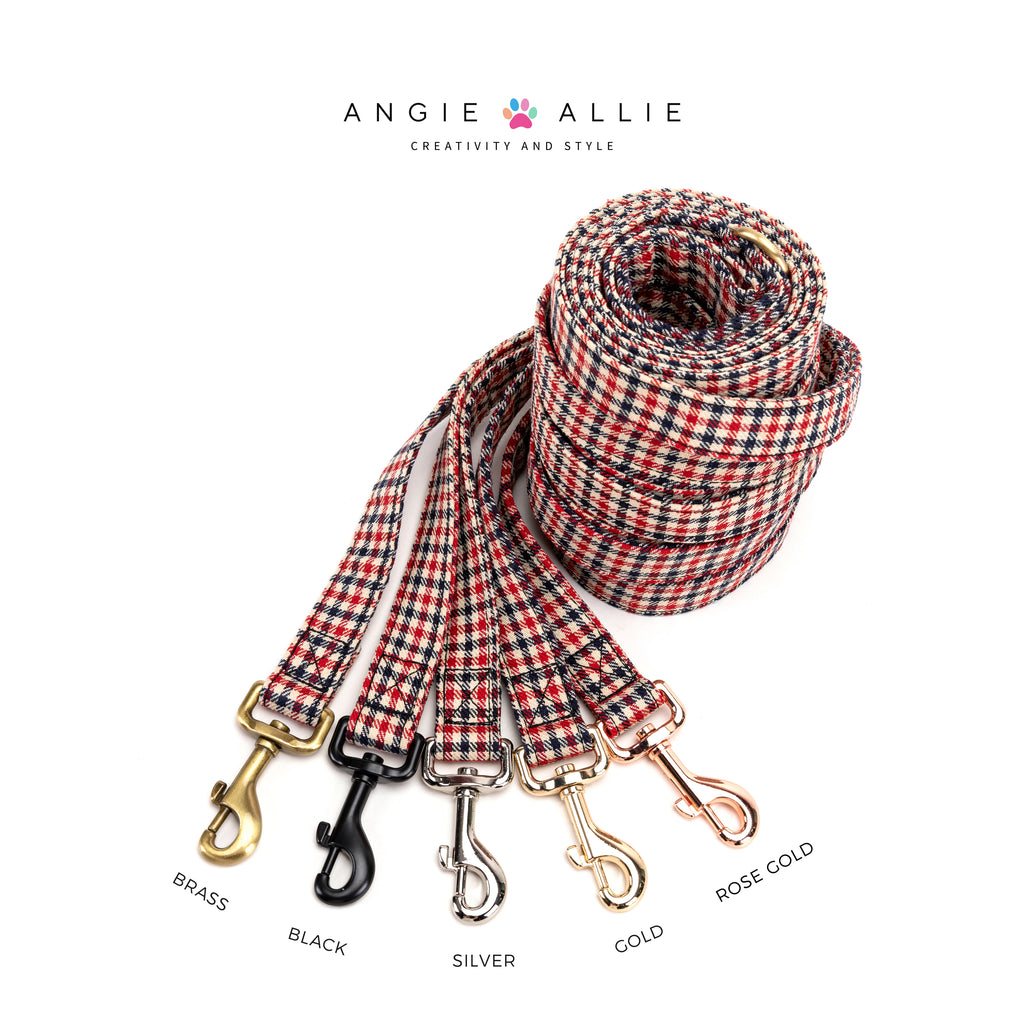 100% Cotton Adjustable Dog Leash Gold  Shepherd two Tone with brass, black, silver, gold, and rose gold hardware