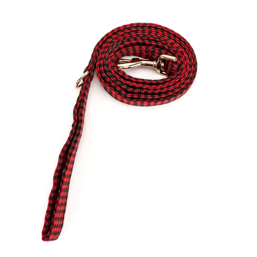 100% Cotton Adjustable Dog Leash Gold  Shepherd Red rolled