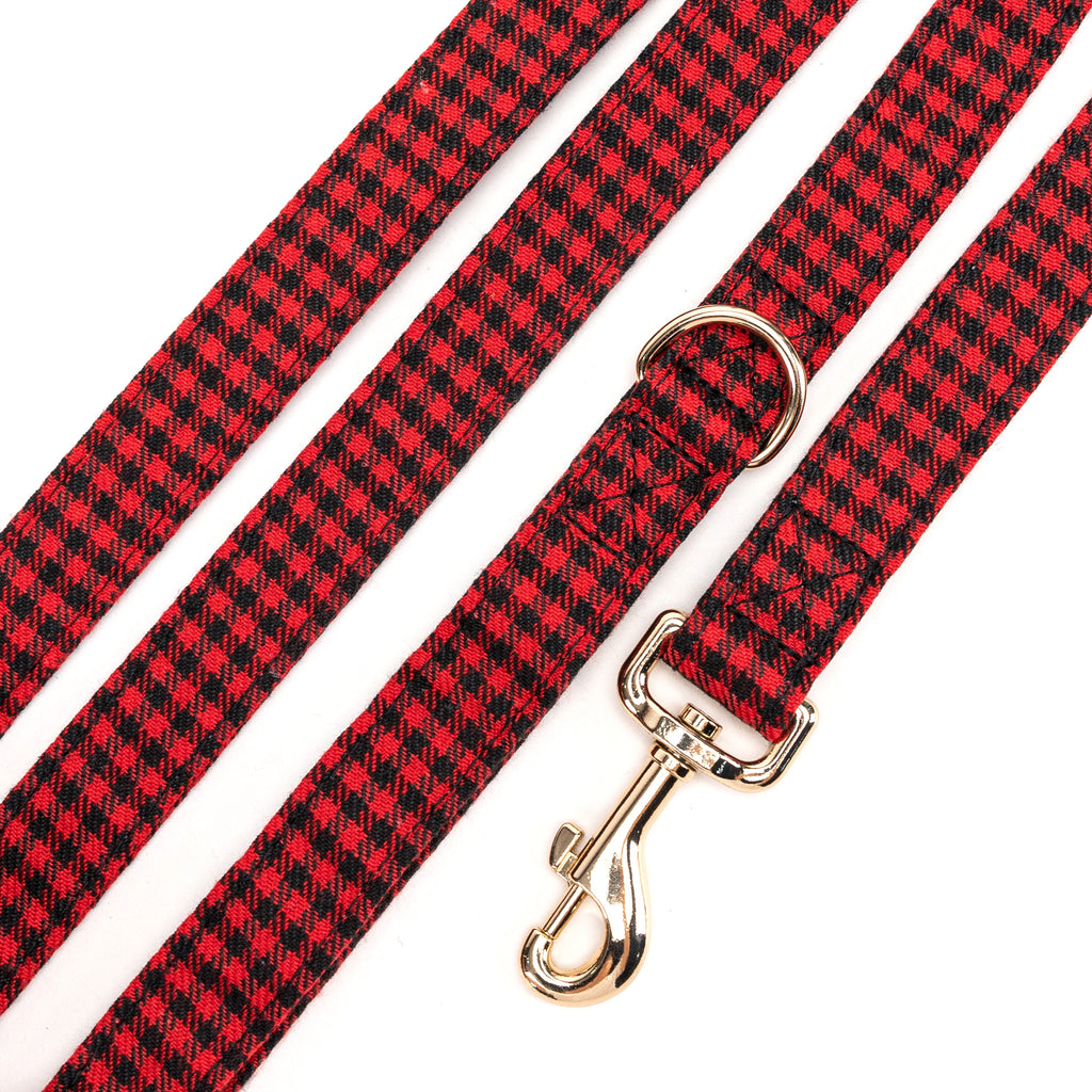 100% Cotton Adjustable Dog Leash Gold  Shepherd Red detail