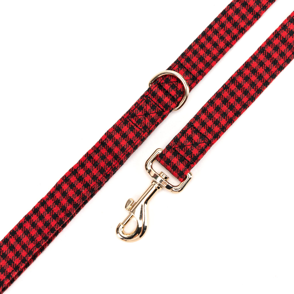 100% Cotton Adjustable Dog Leash Gold  Shepherd Red hardware