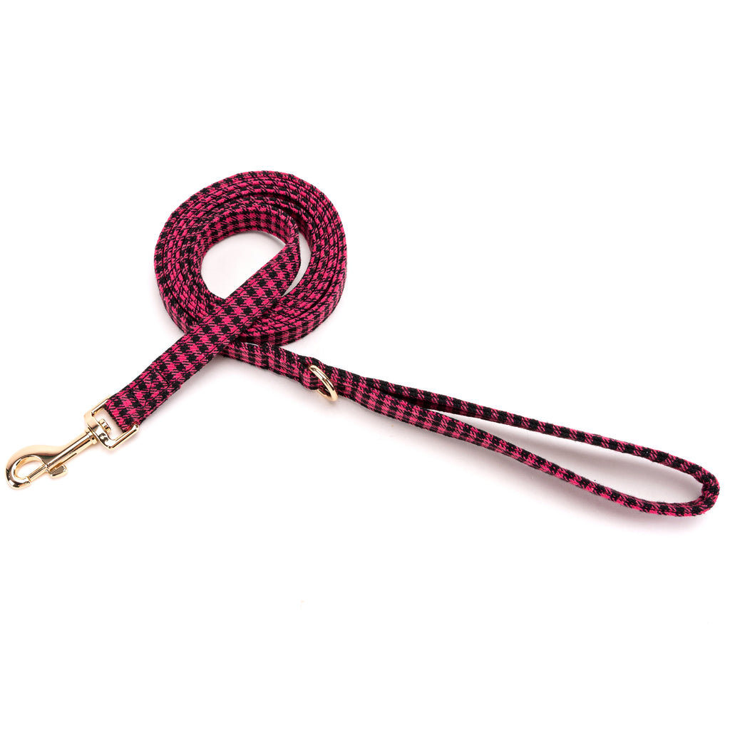 100% Cotton Adjustable Dog Leash Gold  Shepherd Fuschia main