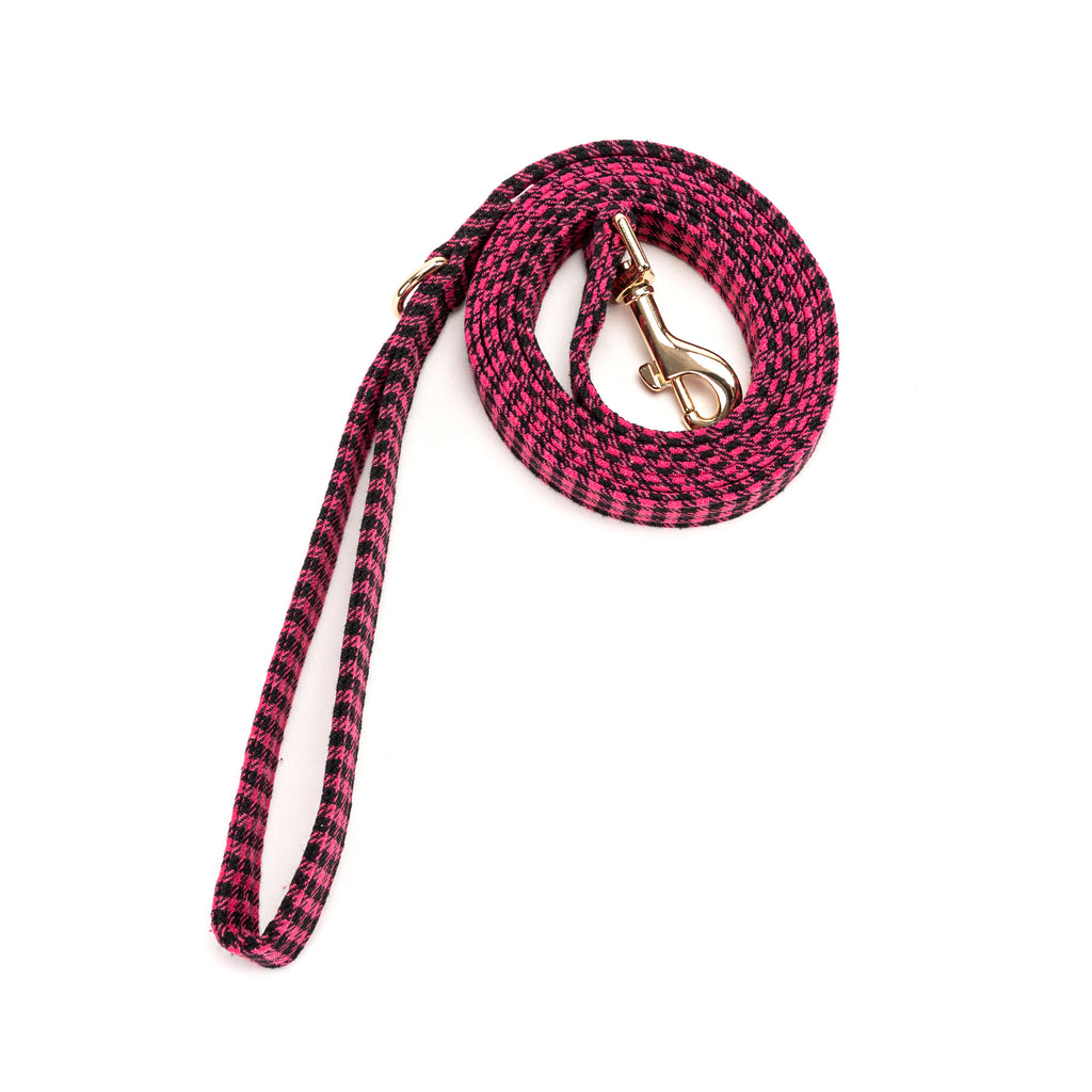 100% Cotton Adjustable Dog Leash Gold  Shepherd Fuschia rolled