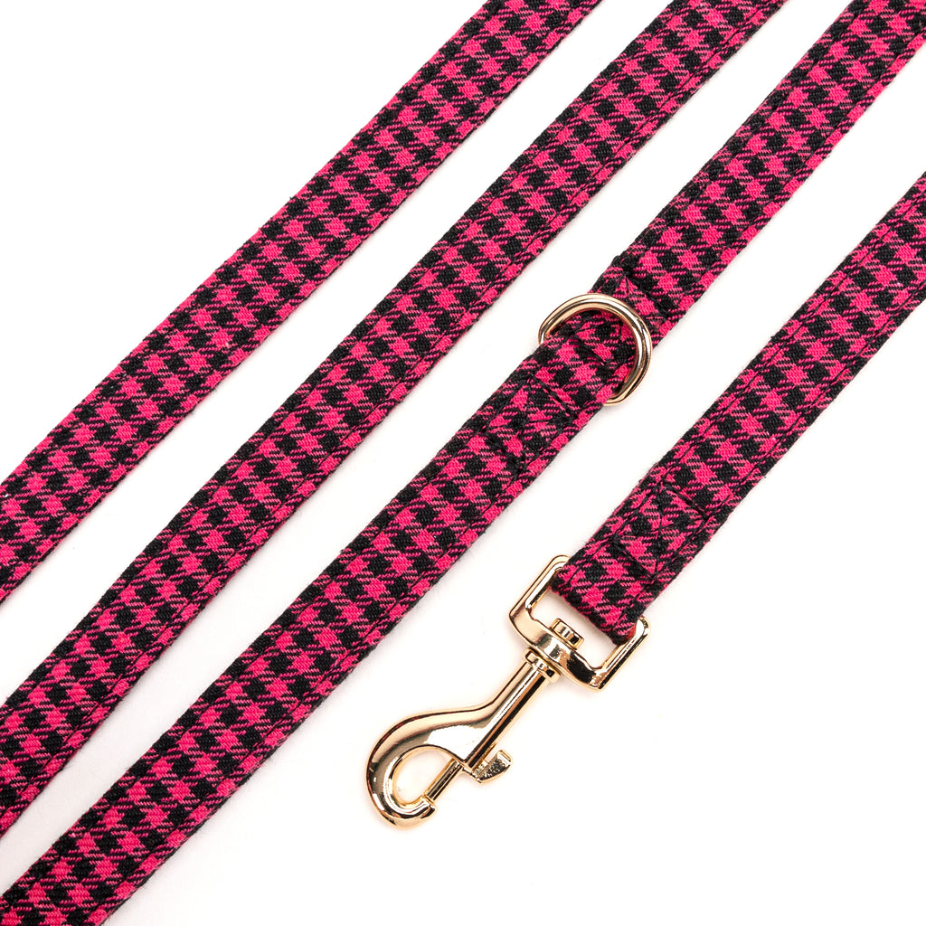 100% Cotton Adjustable Dog Leash Gold  Shepherd Fuschia detail