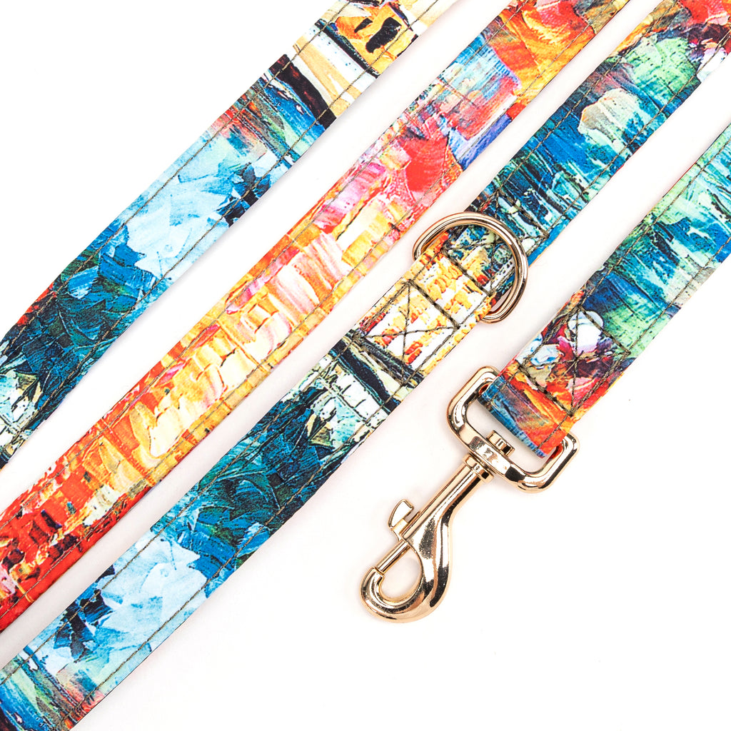 100% Cotton Adjustable Dog Leash Gold  French Countryside detail