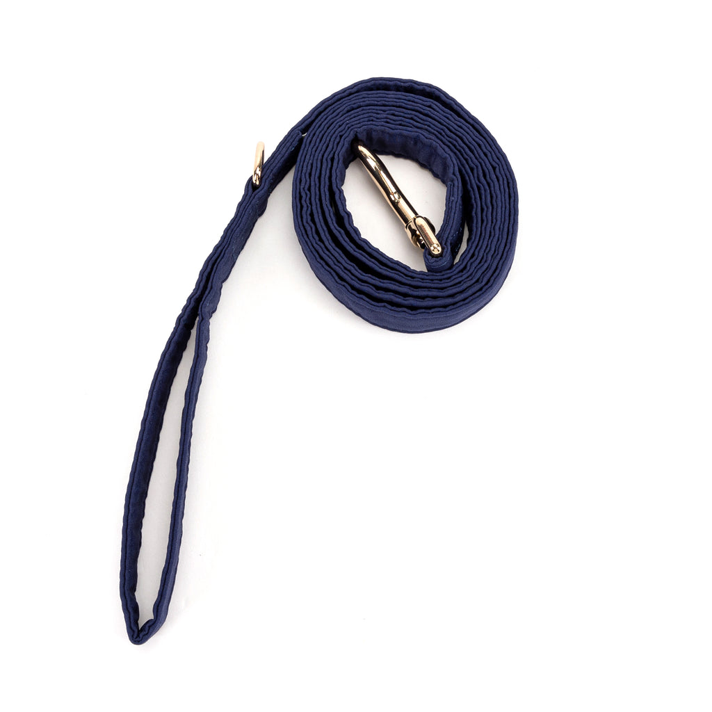100% Cotton Adjustable Dog Leash Gold  Royal Blue rolled