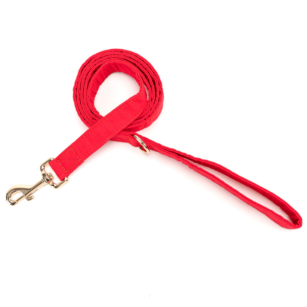 100% Cotton Adjustable Dog Leash Gold  Poinciana Red main