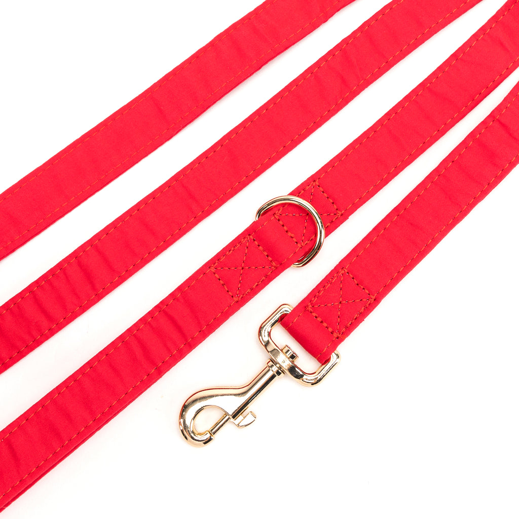 100% Cotton Adjustable Dog Leash Gold  Poinciana Red detail
