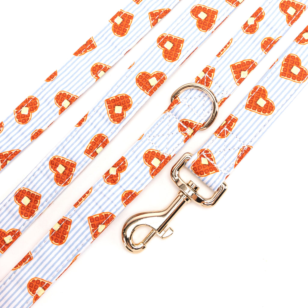 100% Cotton Adjustable Dog Leash Gold  Butter Waffles detail