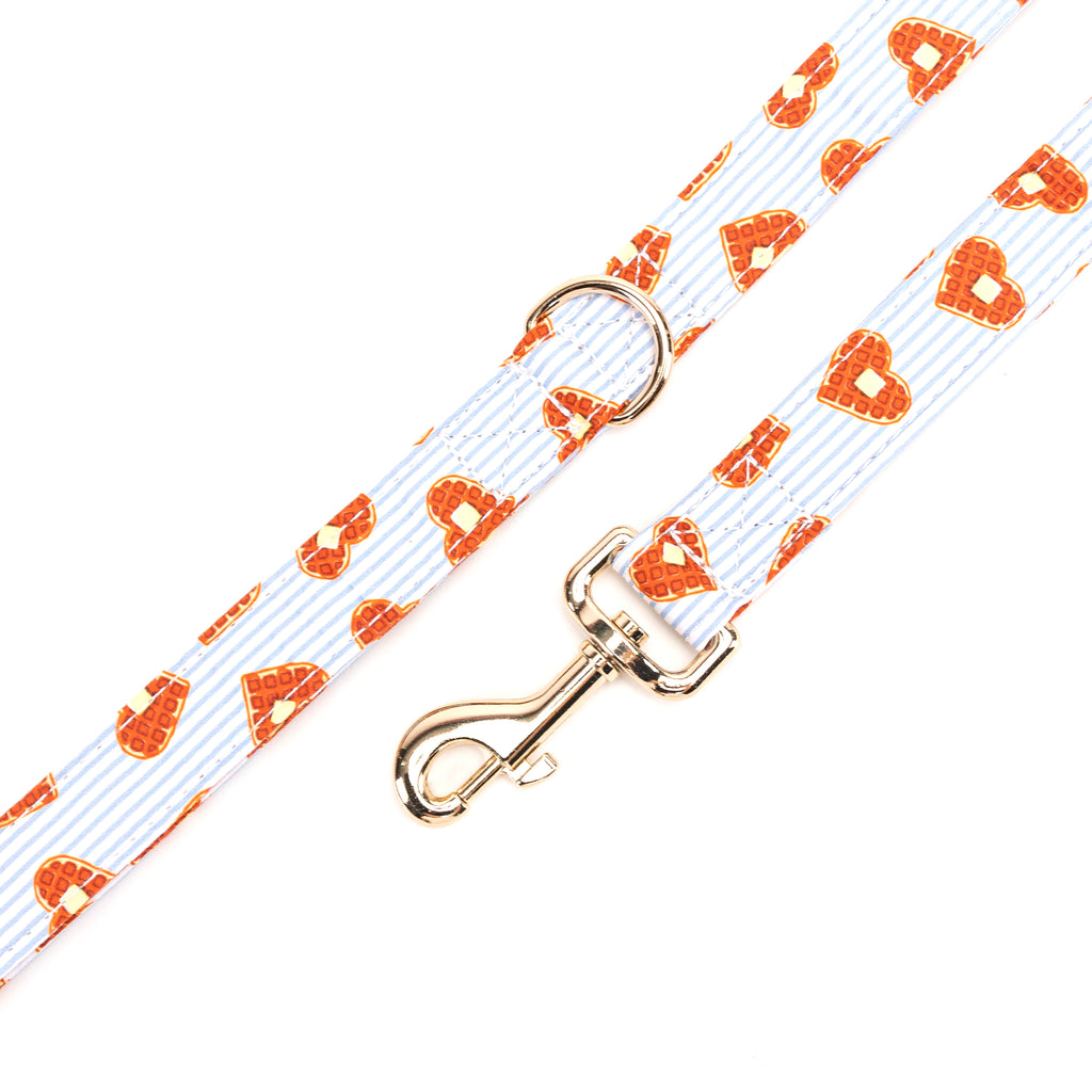 100% Cotton Adjustable Dog Leash Gold  Butter Waffles hardware
